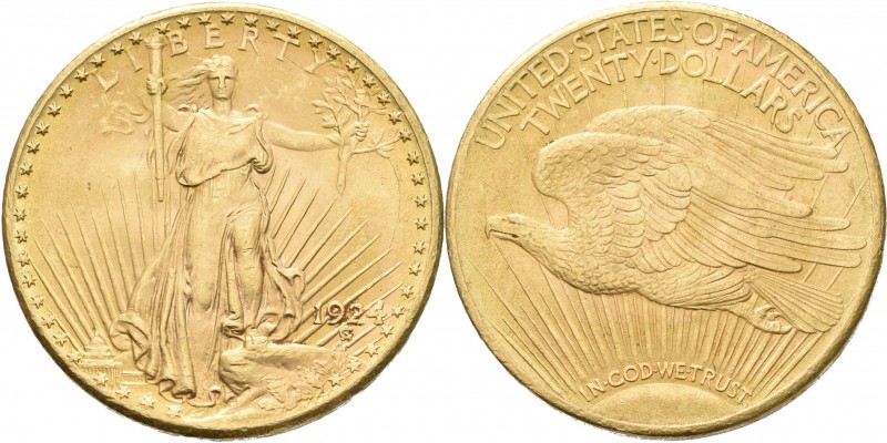 Vereinigte Staaten von Amerika: 20 Dollars 1924 (Double Eagle - Saint-Gaudens), ...