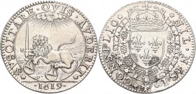 Frankreich: Ludwig XIII. 1610-1643: Jeton 1619. Liegender Löwe mit Schwert, Umschrift SVSCITARE QVIS AVDEBIT / gekröntes Wappen mit 3 Lilien, Umschrif...