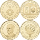 Jugoslawien: 5000 Dinars 1982, 1983 und 1984 Olympische Winter Spiele 1984 in Sarajevo, KM# 95, 104 und 111. Friedberg 14, 15 und 16. Lot 3 Goldmünzen...