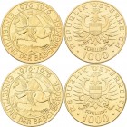 Österreich: Lot 2 Goldmünzen: 2. Republik ab 1945: 1000 Schilling 1976, Babenberger, KM# 2933, Friedberg 909. Je 13,5 g, 900/1000 Gold, stempelglanz....