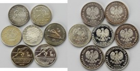 Polen: Lot 7 Münzen zu 100 (2) und 200 (5) Zloty 1976/1980 anlässlich der Olympischen Spielen 1980. Dabei auch Proben. Münzen teils angelaufen, überwi...