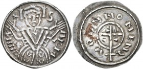 Ungarn: Salomon 1063-1074: Denar o.J. Kniebild des Königs mit ausgebreiteten Armen S ALOM ONIRE X / Kreuz mit Keilen in den Winkeln. 0,64 g. Huszar 14...