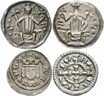 Ungarn: Lot 3 Kleinmünzen: Denar von Koloman (Hu. 35), Denar von Bela (Hu. 313) und Brakteat von Bela (Hu. 191). Überdurchschnittliche Erhaltungen.
 ...