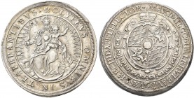 Altdeutschland und RDR bis 1800: Bayern, Maximilian I. 1623-1651: Dicker Doppeltaler 1625. Wappenschild mit Kurhut, Umschrift / Madonna auf Wolken sit...