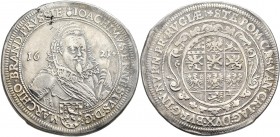 Altdeutschland und RDR bis 1800: Brandenburg-Ansbach, Joachim Ernst 1603-1625: Taler 1621 (Reichstaler). Geharnischtes Brustbild mit Zepter zwischen d...