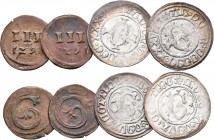 Altdeutschland und RDR bis 1800: Göttingen: Lot 4 Münzen, 2 x Körtling 1538 und 2 x 3 Pfennige 1621.
 [differenzbesteuert]