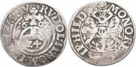 Altdeutschland und RDR bis 1800: Hildesheim: 1/24 Taler (Reichsgroschen) 1602. Wappen mit Helm, Umschrift MOMO RE IP HILD / Reichsapfel mit 24, Titel ...