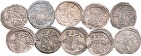 Altdeutschland und RDR bis 1800: Nürnberg 1672-1686: Lot 10 x Pfennig (Einseitig) diverse Jahrgänge oft in überdurchschnittlicher Erhaltung.
 [differ...