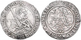 Altdeutschland und RDR bis 1800: Sachsen, Johann Georg I. (1611-) 1615-1656: 1/4 Taler 1642 CR - Dresden. Hüftbild rechts / Wappen. Clauss/Kahnt 198, ...