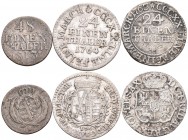 Altdeutschland und RDR bis 1800: Sachsen, Friedrich August III. (I.) 1763-1806-1827: Lot 3 Kleinmünzen, dabei 1/24 Taler (Groschen) 1763, 1764 sowie 1...