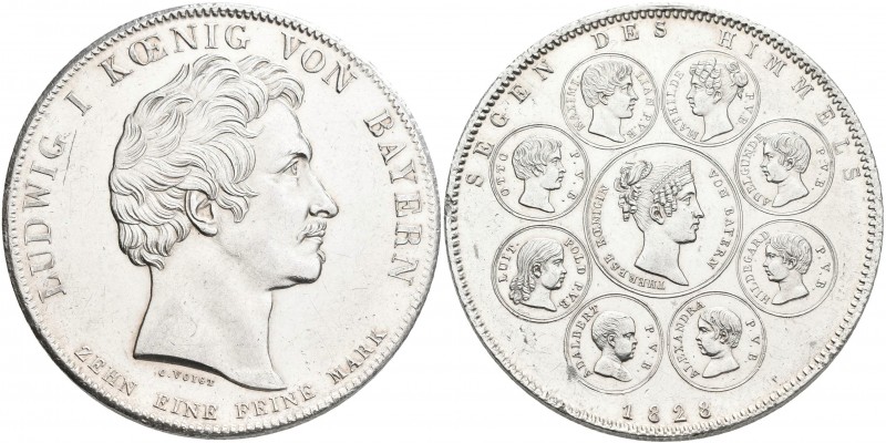 Bayern: Ludwig I. 1825-1848: Geschichtstaler 1828, Segen des Himmels, AKS 121, J...
