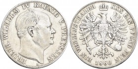 Preußen: Friedrich Wilhelm IV. 1840-1861: Taler 1860 A (Vereinstaler), AKS 78, Jaeger 84. Fast sehr schön.
 [differenzbesteuert]