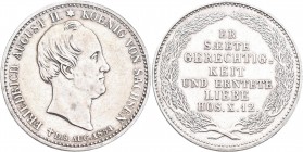Sachsen: Friedrich August II. 1836-1854: 1/3 Taler 1854, AKS 119, Jaeger 93. Auf seinen Tod. Kratzer, sehr schön.
 [differenzbesteuert]