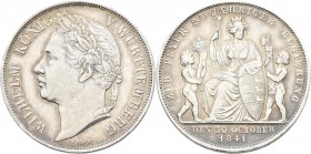 Württemberg: Wilhelm I. 1816-1864: 1 Gulden 1841, Regierungsjubiläum, AKS 123, Jaeger 74. Fast vorzüglich.
 [differenzbesteuert]