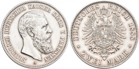Preußen: Friedrich III. 1888: 2 Mark 1888, Jaeger 98, winz. Kratzer, min. Randfehler, vorzüglich - stempelglanz.
 [differenzbesteuert]