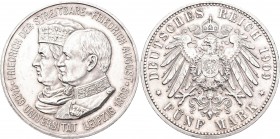 Sachsen: Friedrich August III. 1904-1918: 5 Mark 1909, Universität Leipzig, Jaeger 139, feine Kratzer, winziger Randfehler, vorzüglich.
 [differenzbe...
