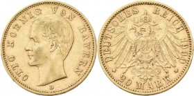 Bayern: Otto 1886-1913: 20 Mark 1900 D, Jaeger 200. 7,94 g, 900/1000 Gold. Kratzer, sehr schön.
 [zzgl. 0 % MwSt.]