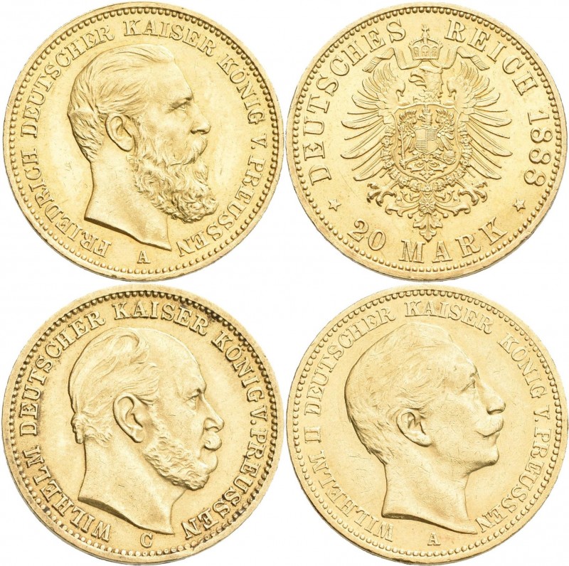 Preußen: Lot 3 Goldmünzen, Wilhelm I. 1861-1888: 20 Mark 1873 C, Jaeger 243, Fri...