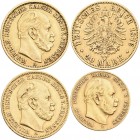 Preußen: Lot 3 Goldmünzen: Wilhelm I. 1861-1888: 10 Mark 1875 C, Jaeger 245 + 20 Mark 1876 A + 20 Mark 1886 A, Jaeger 246. Sehr schön - vorzüglich.
 ...