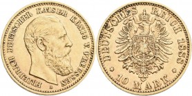 Preußen: Friedrich III. 1888: 10 Mark 1888 A, Jaeger 247, 3,97 g, 900/1000 Gold, sehr schön.
 [zzgl. 0 % MwSt.]