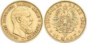 Preußen: Friedrich III. 1888: 10 Mark 1888 A, Jaeger 247. 3,95 g, 900/1000 Gold, sehr schön.
 [zzgl. 0 % MwSt.]