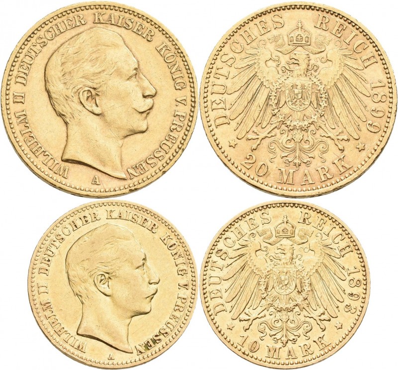 Preußen: Lot 2 Goldmünzen: Wilhelm II. 1888-1918: 10 Mark 1893 A, Jaeger 251 + 2...