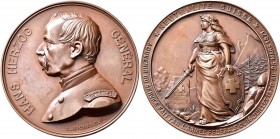 Medaillen alle Welt: Schweiz/Aargau: Bronzemedaille 1871, Stempel von C. Richard, auf den Oberbefehlshaber der Schweizer Armee, Hans Herzog aus Aargau...