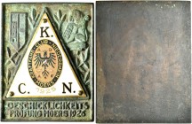 Medaillen Deutschland: Automobil: Bronzeplakette 1925, teilemailliert. ”Kraftfahr-Club-Niederrhein-Moers”, Geschicklichkeit Prüfung Moers 1926, 100 x ...