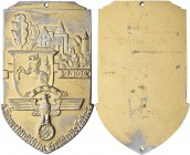 Medaillen Deutschland: Automobil: NSKK, einseitige vergoldete Plakette ”Sauerländische Geländefahrt 2.7.1939”, 96x60 mm, 91,9 g, mit Befestigungslöche...