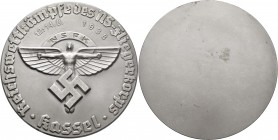 Medaillen Deutschland: Drittes Reich: Einseitige versilberte Leichtmetallmedaille 1938, Reichswettkämpfe des NS-Fliegerkorps Kassel. Kaiser 1239, 81,7...