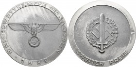 Medaillen Deutschland: Drittes Reich: Große Feinzinkmedaille 1939 auf die Reichswettkämpfe der SA Berlin, 2. Preis, 96 mm, 245,4 g, Hüsken 73.14, im O...