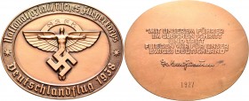 Medaillen Deutschland: Drittes Reich: Luftfahrt Aluminium Plakette 1938 bronziert, a. d. Nationalsozialistische Fliegerkorps NSFK Deutschlandflug 1938...