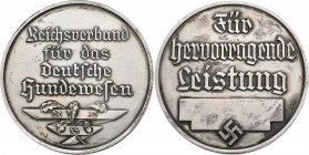 Medaillen Deutschland: Drittes Reich: Silbermedaille (Randpunze 800) o. Jahr vom Reichsverband für das deutsche Hundewesen. FÜR HERVORRAGENDE LEISTUNG...
