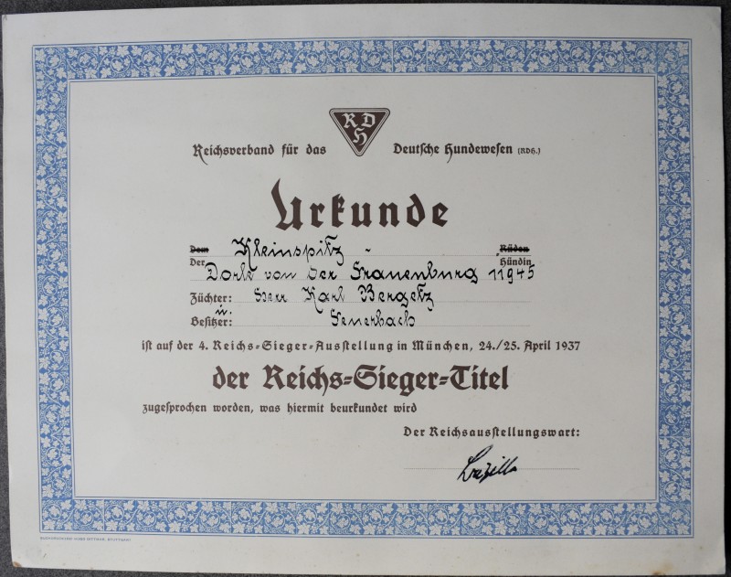 Medaillen Deutschland: Drittes Reich: Reichs-Sieger-Titel - Urkunde des Reichsve...
