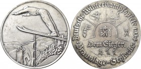 Medaillen Deutschland: Drittes Reich: Versilberte Bronzemedaille 1934, von Glöckler, ”Deutsche Winterkampfspiele 1934 - Dem Sieger - Braunlage-Schierk...