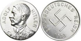 Medaillen Deutschland: Drittes Reich: Versilberte Medaille 1933, nicht signiert auf das Grossdeutsche Reich. Brustbild Adolf Hitler im Hemd, auf Krawa...