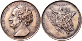 Medaillen Deutschland - Personen: Goethe, Johann Wolfgang von. Bronzemedaille 1832 auf seinen Tod von F. König bei G. Loos. Büste mit Lorbeerkranz, Um...
