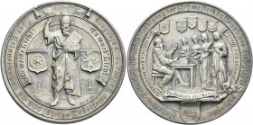 Medaillen Deutschland - Personen: Gutenberg, Johannes um 1400-1468: versilberte Zinnmedaille 1900 von Kissel (b. Mayer und Wilhelm Stuttgart) zur Erin...