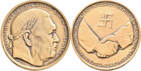 Medaillen Deutschland - Personen: Hindenburg, Paul von: Bronze Medaille o.J. (1934) von B. Bleeker auf den Tod. Belorbeerter Kopf nach Rechts, GROSSER...