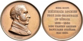 Medaillen Deutschland - Personen: Locher, Heinrich 1800-1865: Bronzemedaille 1860 von F. Aberli auf die Emeritierung von Heinrich Locher, Professor fü...