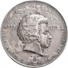 Medaillen Deutschland - Personen: Mozart, Wolfgang Amadeus: Einseitige versilberte Bronzemedaille (Randpunze Bronze) o.J. (1956) von A. Hartig zur Eri...
