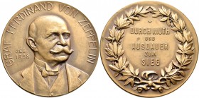 Medaillen Deutschland - Personen: Zeppelin, Ferdinand Graf von (1838-1917): Bronzemedaille o. J., von Mayer & Wilhelm Stuttgart, ”Durch Muth und Ausda...