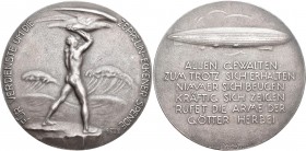 Medaillen Deutschland - Personen: Zeppelin-Eckner-Spende: versilberte Bronzegussmedaille 1925 von Stock bei WMF Geislingen, FÜR VERDIENSTE UM DIE ZEPP...