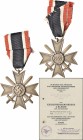Orden & Ehrenzeichen: Drittes Reich: Kriegsverdienstkreuz 2. Klasse mit Schwertern an Band mir dazugehörigen Verleihungsurkunde vom 23. Dezember 1943 ...