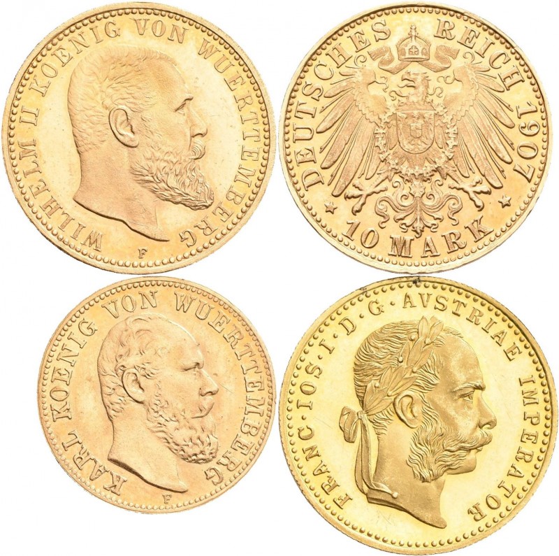 Alle Welt: Kleines Lot 3 Goldmünzen, dabei: 1 Dukat Österreich-Ungarn 1915 (NP),...