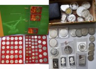 Alle Welt: Sammlung diverse Münze aus aller Welt, dabei: Olympiade Sydney 16 x 5 AUD Gedenkmünzen im Album (unvollständig), 2 Lindner Boxen mit vielen...