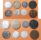 Alle Welt: Lot 8 Kleinmünzen aus aller Welt, dabei: GB Victoria Six Pence 1897, USA 1 cent 1860 Indian Head, Frankreich 25 Centimes 1847, Chateu Renau...