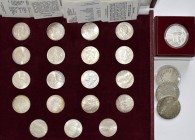 Österreich: Eine Schatulle mit 19 x 25 ATS Gedenkmünzen, augenscheinlich komplett. Dabei noch eine 20 Euro Gedenkmünze 2008 und 3 x Maria Theresia Tal...