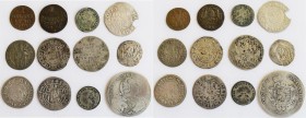 Altdeutschland und RDR bis 1800: Süddeutschland: Lot 12 diverse Kleinmünzen, nicht näher bestimmt, dabei: Augsburg, Bamberg, Bayreuth, Isny, Nürnberg,...