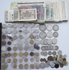 Deutschland 1871 - 1945: Kleines Lot diverse Münzen und Banknoten, dabei Kaiserreich mit 5 Mark, 3 Mark, 2 Mark, 1 Mark und Kleinmünzen, bisschen Drit...